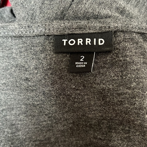 Torrid Jersey Sleeveless Tie Front Shift Dress Charcoal Grey Knee Length - Picture 5 of 8